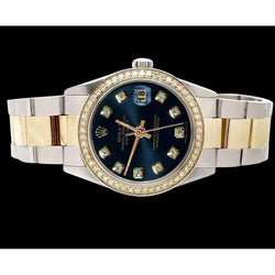 Perpetual Blau Diamant Zifferblatt Lünette Datejust Uhr Edelstahl & Gold Rolex SCHNELLES EINSTELLEN