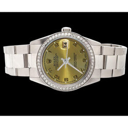 Perpetual Rolex Datejust Uhr mit arabischem Zifferblatt und Edelstahl-Oyster-Armband. SCHNELLES SET