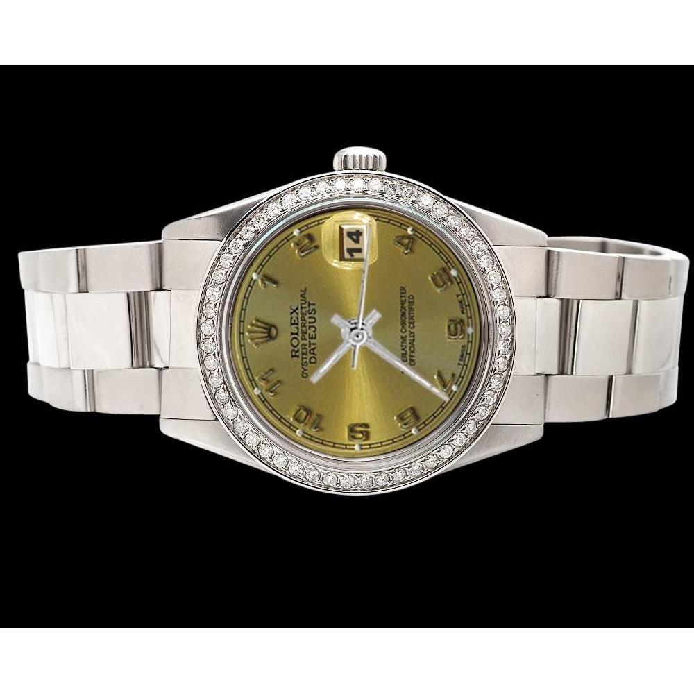 Perpetual Rolex Datejust Uhr mit arabischem Zifferblatt und Edelstahl-Oyster-Armband. SCHNELLES SET