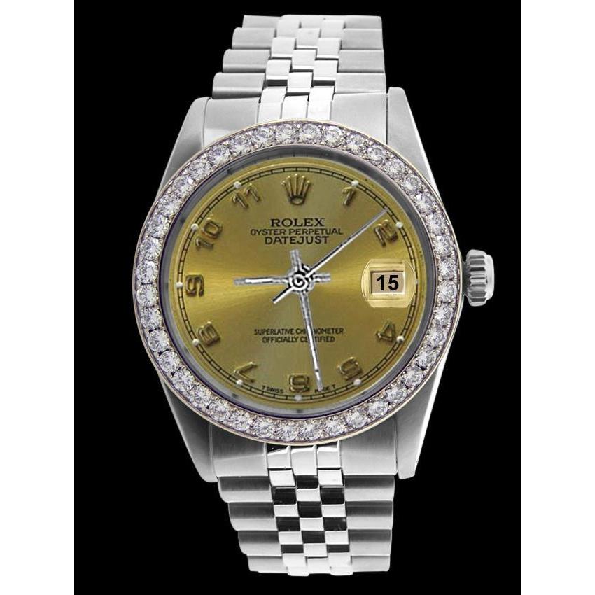 Perpetual Rolex Herrenuhr Edelstahl Champagner Datejust Arabisches Zifferblatt SCHNELLES EINSTELLEN
