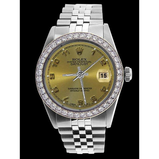 Perpetual Rolex Herrenuhr Edelstahl Champagner Datejust Arabisches Zifferblatt SCHNELLES EINSTELLEN
