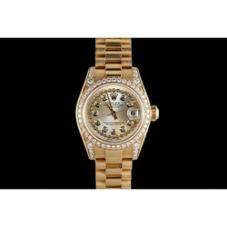 Präsident Rolex Datejust Uhr Gelbgold mit Diamantlünette