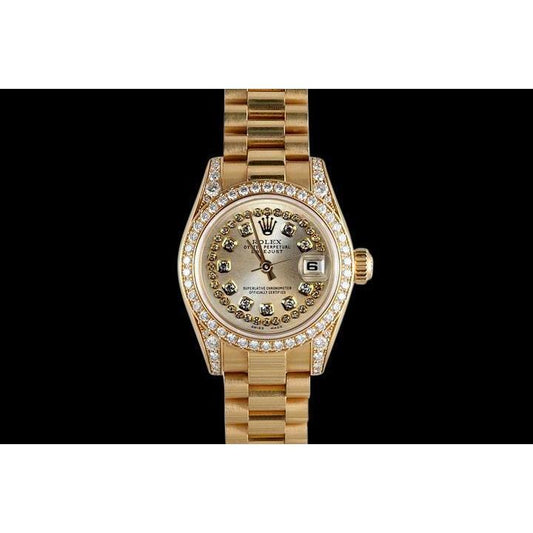 Präsident Rolex Datejust Uhr Gelbgold mit Diamantlünette