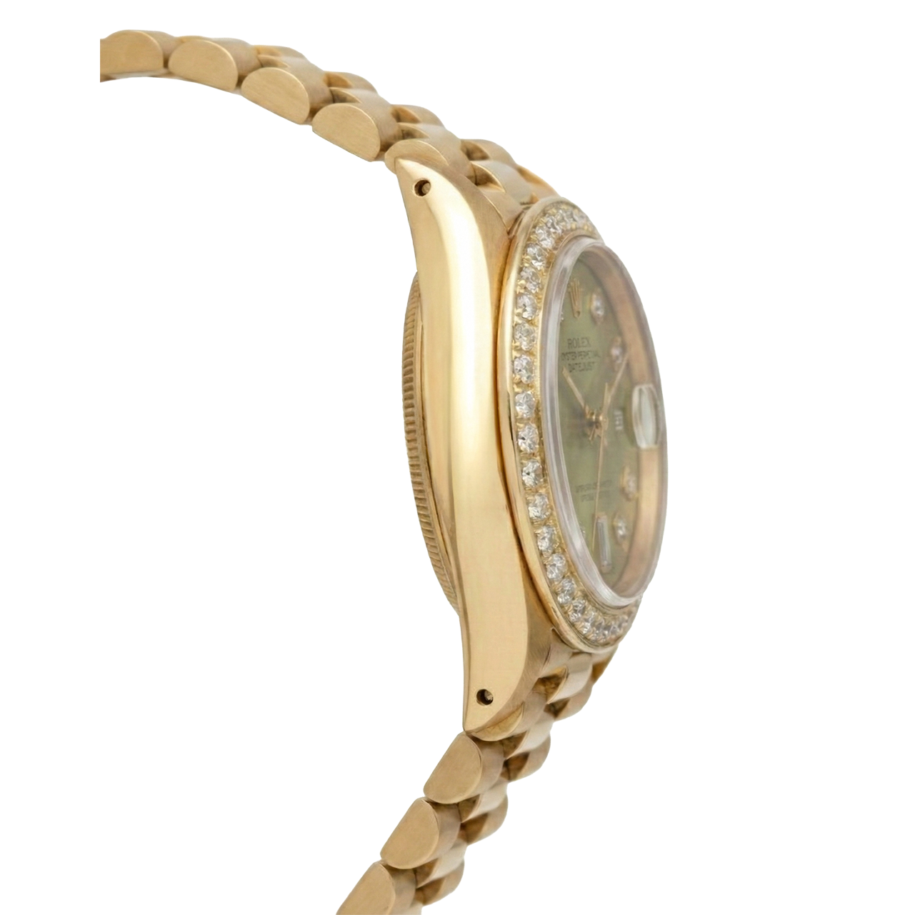 Präsidentin Champagner Diamant Zifferblatt Lünette Rolex Uhr Datejust Yg