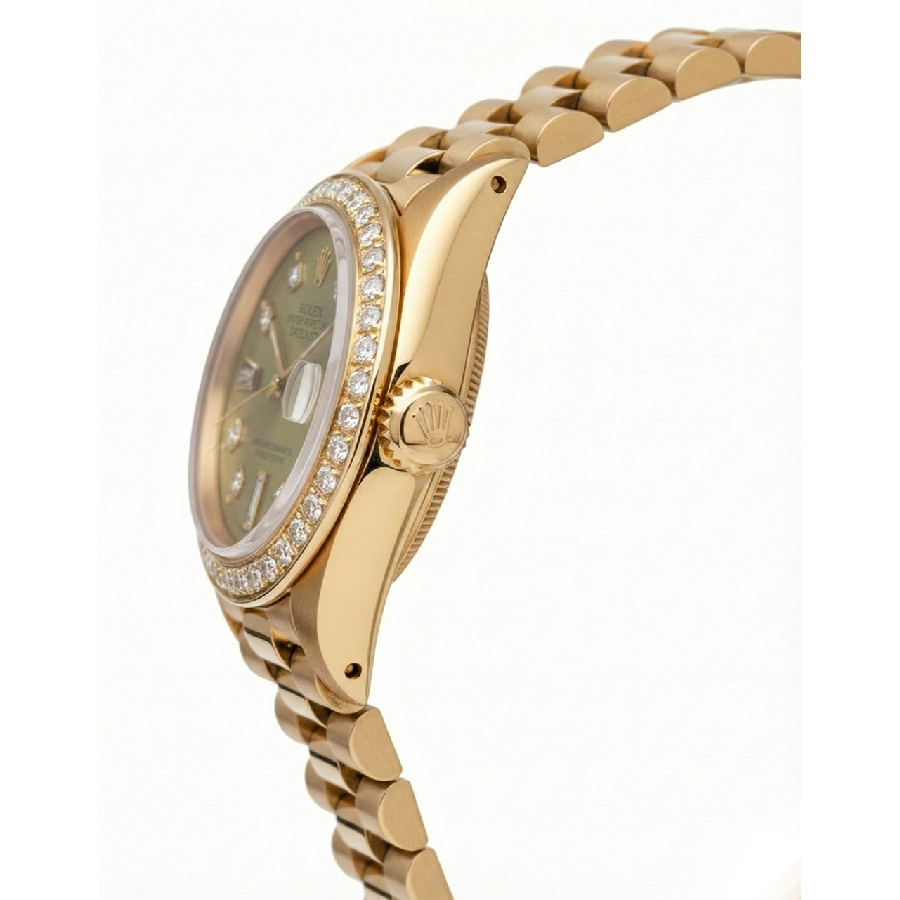 Präsidentin Champagner Diamant Zifferblatt Lünette Rolex Uhr Datejust Yg