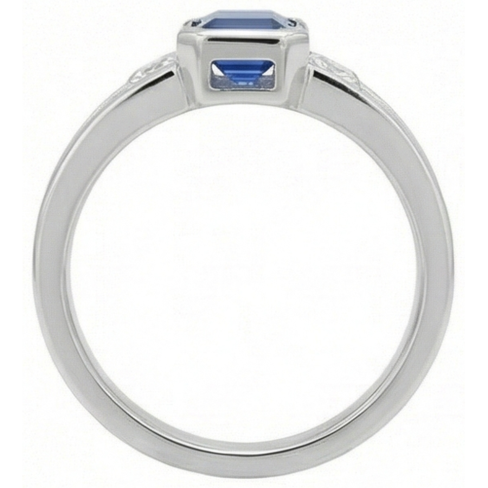 Princess Natürlicher Diamant ( nicht im Labor gezüchtet ) 3 Stone Smaragd Saphir Ring Split Shank 1,25 Karat
