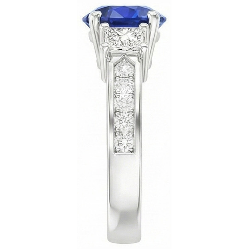Princess Aus der Erde Abgebauter Natürlicher Diamant 3 Stone Style Ceylon Saphir Ring 3,50 Karat Gold