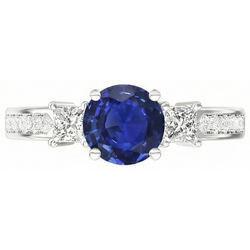 Princess Aus der Erde Abgebauter Natürlicher Diamant 3 Stone Style Ceylon Saphir Ring 3,50 Karat Gold