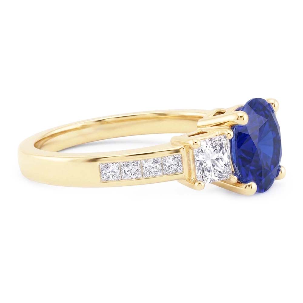 Princess Aus der Erde Abgebauter Natürlicher Diamant & Runden Blue Saphir Ring 3,50 Karat Kanalset