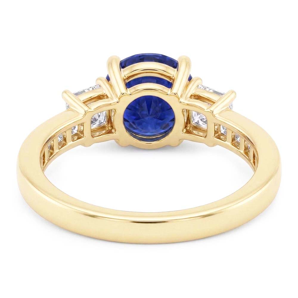 Princess Aus der Erde Abgebauter Natürlicher Diamant & Runden Blue Saphir Ring 3,50 Karat Kanalset