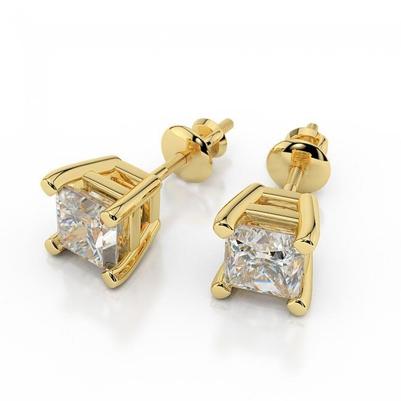 Princess Cut 3,50 Karat Echt Diamanten Ohrstecker 14K Gelbgold