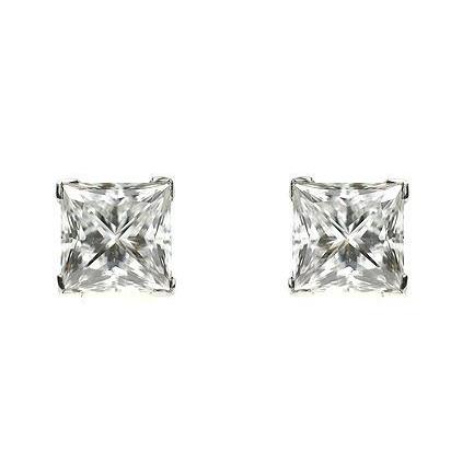 Princess Cut 4.02 Karat Krappenbesatz Echt Diamanten Ohrstecker 14K Gold