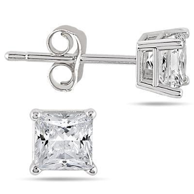 Princess Cut 5,40 Karat Echt Diamant Damen Ohrstecker Gold Weiß