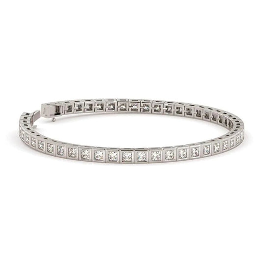 Princess Cut 5,75 Karat Lünette Set Echt Diamanten Tennis Armband Wg