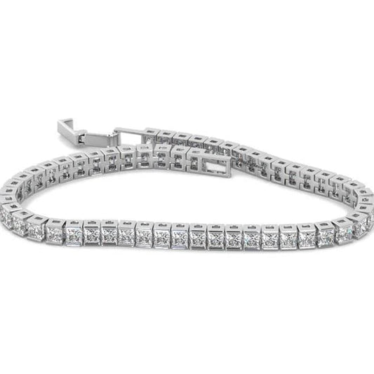 Princess Cut Channel Set 10,80 ct Echt Diamanten Tennisarmband Weißgold