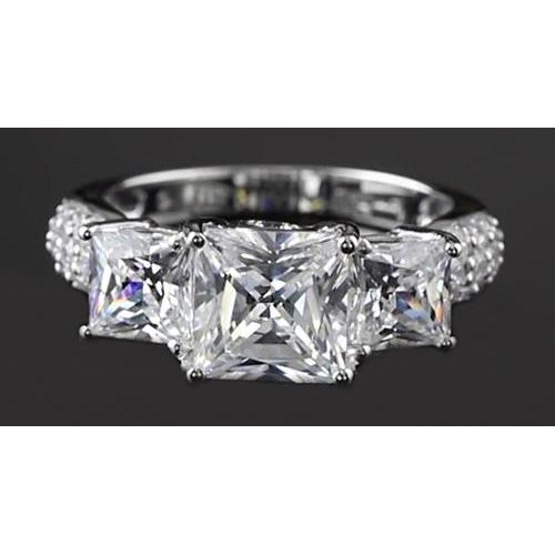 Princess Cut Echt Diamant-Verlobungsring 5 Karat Weißgold 3 Steine