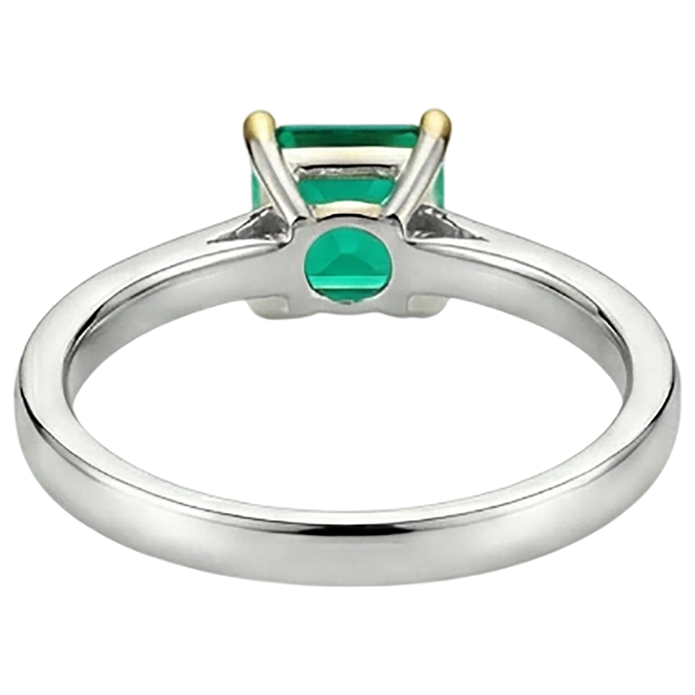 Kunstvoller Smaragd Schmuckstein-Ring 3 Karat – Rückansicht