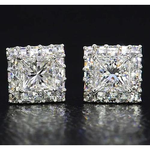 Princess Cut Natürlich Diamant Ohrstecker Schmuck Weißgold 14K 2 Karat