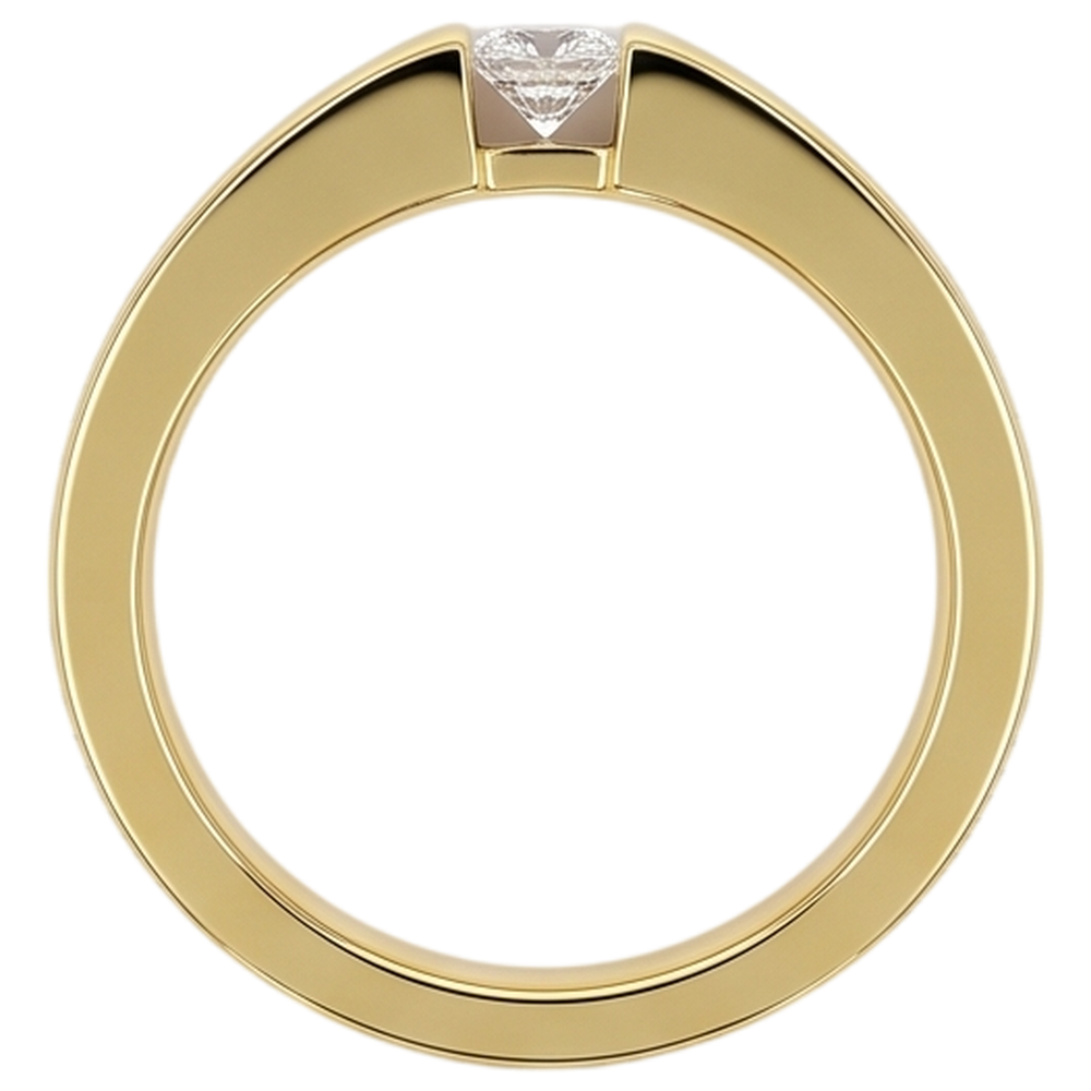 Princess Cut Natürliche Aus der Erde Abgebauter Natürlicher Diamant Tension Set Herrenring 0,75 Karat Gelbgold