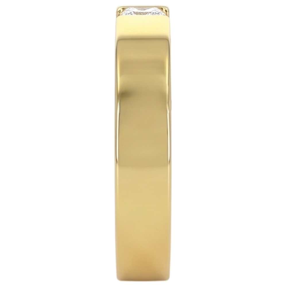 Princess Cut Natürliche Aus der Erde Abgebauter Natürlicher Diamant Tension Set Herrenring 0,75 Karat Gelbgold