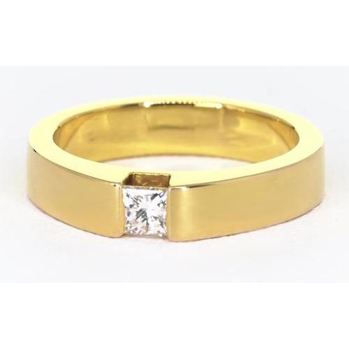 Princess Cut Natürliche Diamant Tension Set Herrenring 0,75 Karat Gelbgold