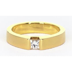 Princess Cut Natürliche Diamant Tension Set Herrenring 0,75 Karat Gelbgold