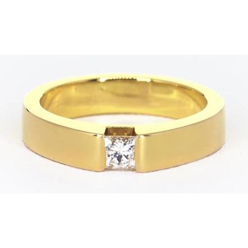 Princess Cut Natürliche Diamant Tension Set Herrenring 0,75 Karat Gelbgold