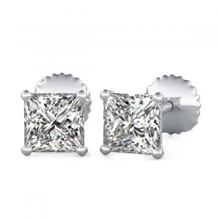 Princess Cut Ohrstecker Echt Diamant 2,50 Karat Damen Gold 14K