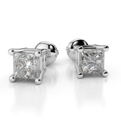 Princess Cut Sparkling 4 Karat Echt Diamanten Damen Ohrstecker Weiß