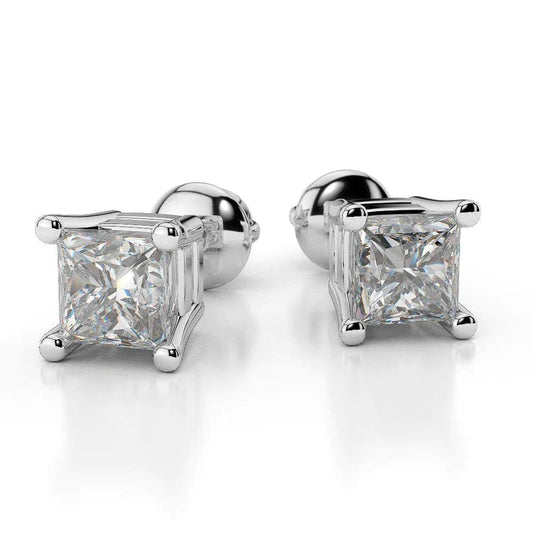 Princess Cut Sparkling 4 Karat Echt Diamanten Damen Ohrstecker Weiß