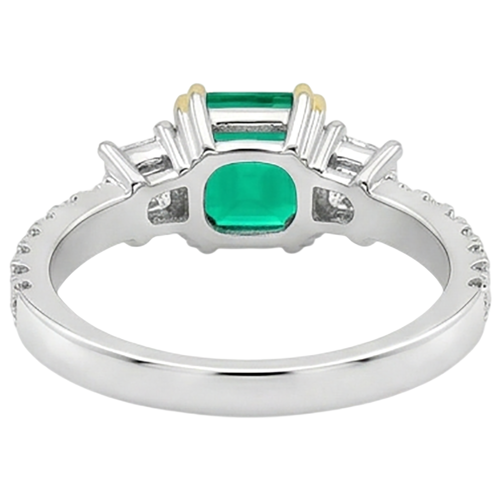 Edler Smaragd Edelstein-Ring 2-Karat Bicolor 14K Gold – Rückansicht