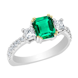 Edler Smaragd GIA-Zertifiziert Edelstein-Ring 2 Karat in Bicolor
