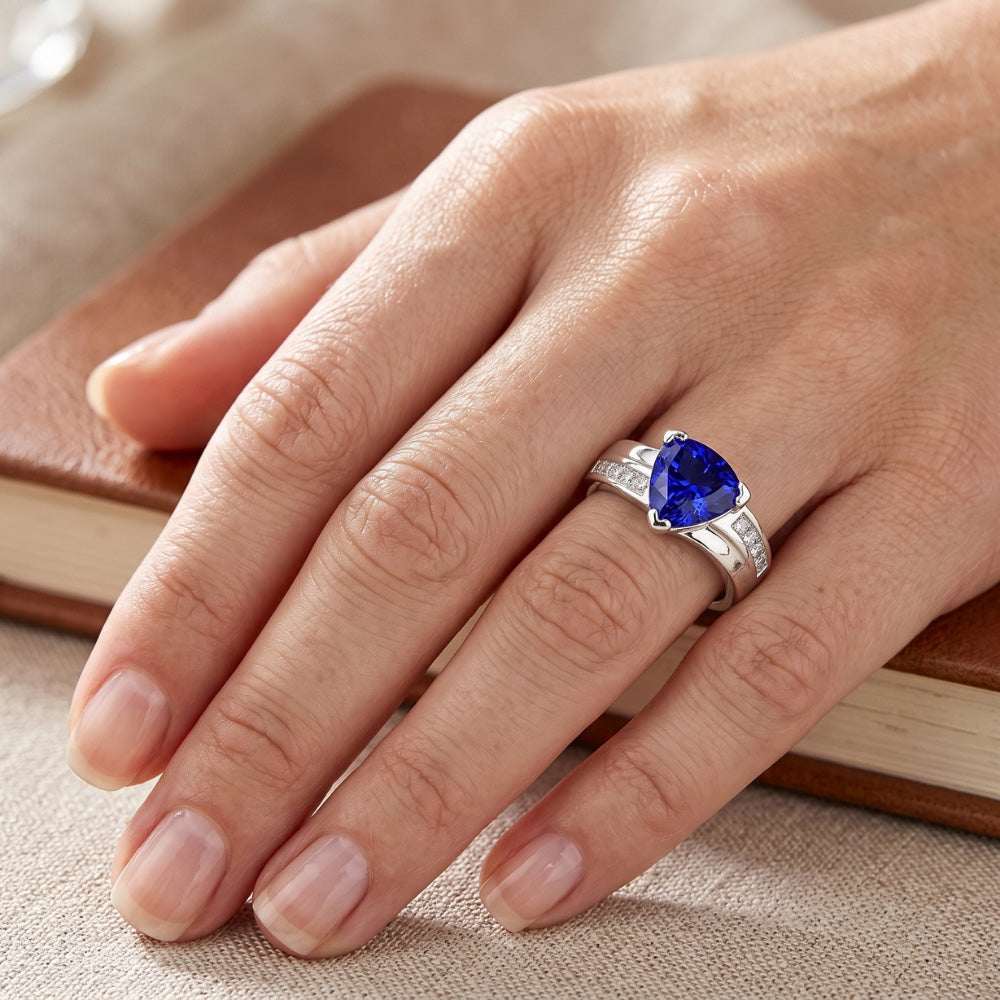 Princess Natürlicher Diamant ( nicht im Labor gezüchtet ) Saphir Verlobungsring 2 Karat Kanalset Akzente