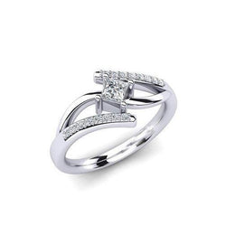 Princess & Round Cut 1,50 Karat Natürliche Diamant-Verlobungsring