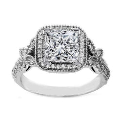 Princess & Runden Echt Aus der Erde Abgebauter Natürlicher Diamant-Verlobungsring im Vintage-Stil 3 Karat