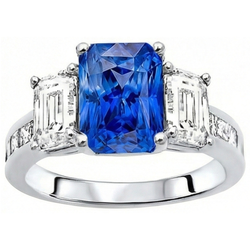 Princess & Smaragd Natürlicher Diamant ( nicht im Labor gezüchtet ) Radiant Saphir Ring 4 Karat Kanalset