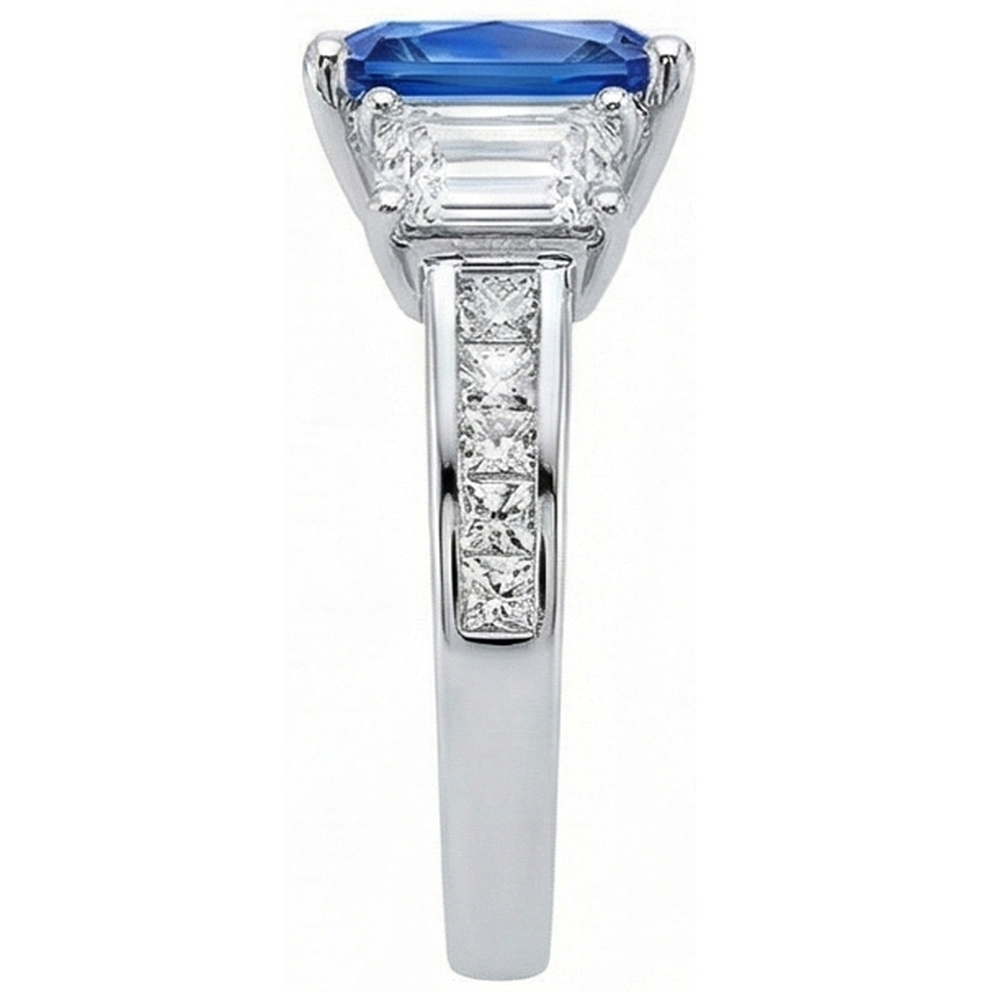 Princess & Smaragd Natürlicher Diamant ( nicht im Labor gezüchtet ) Radiant Saphir Ring 4 Karat Kanalset