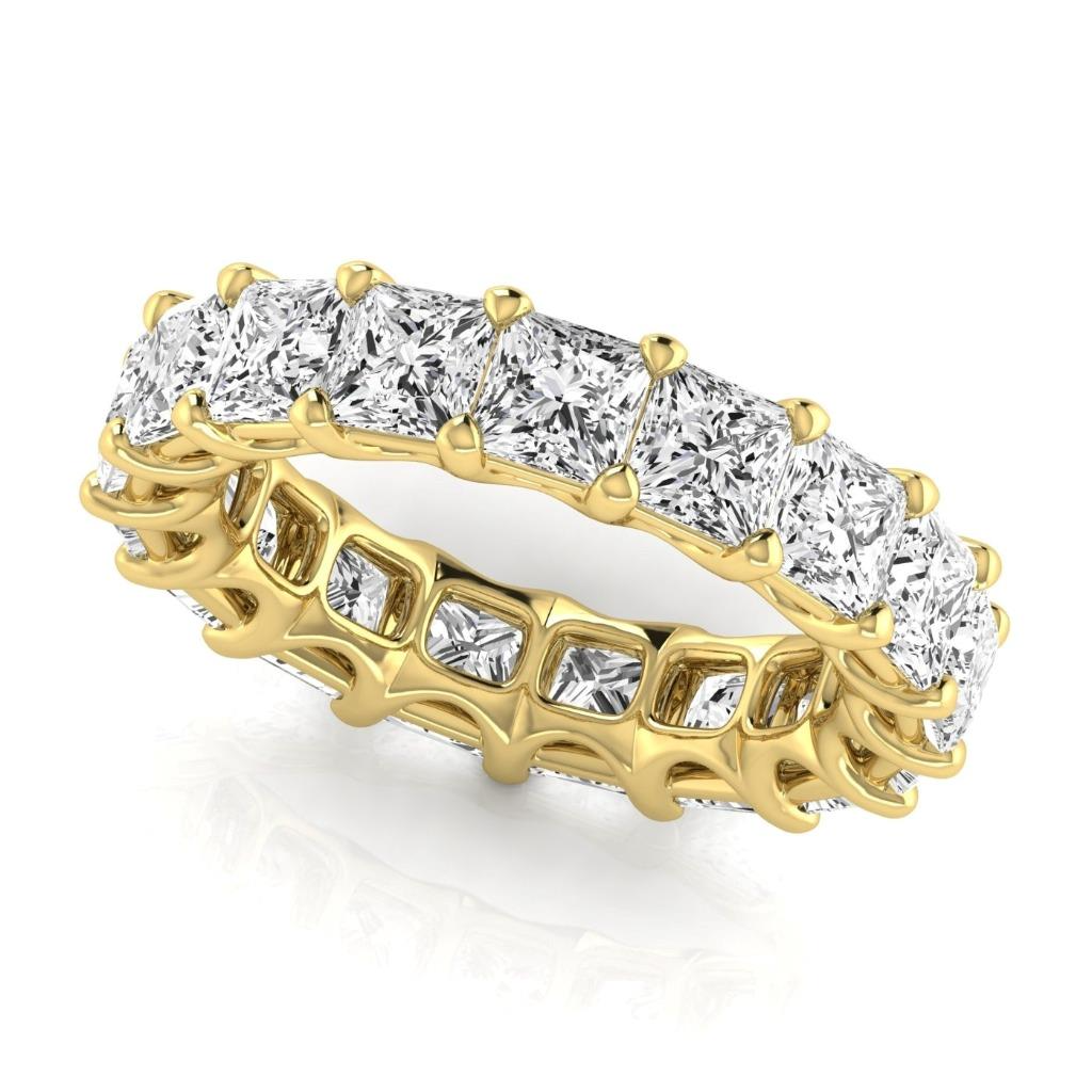 Prinzess-Schliff Edler Diamant Ring in 14K Gelbgold – Seitenansicht