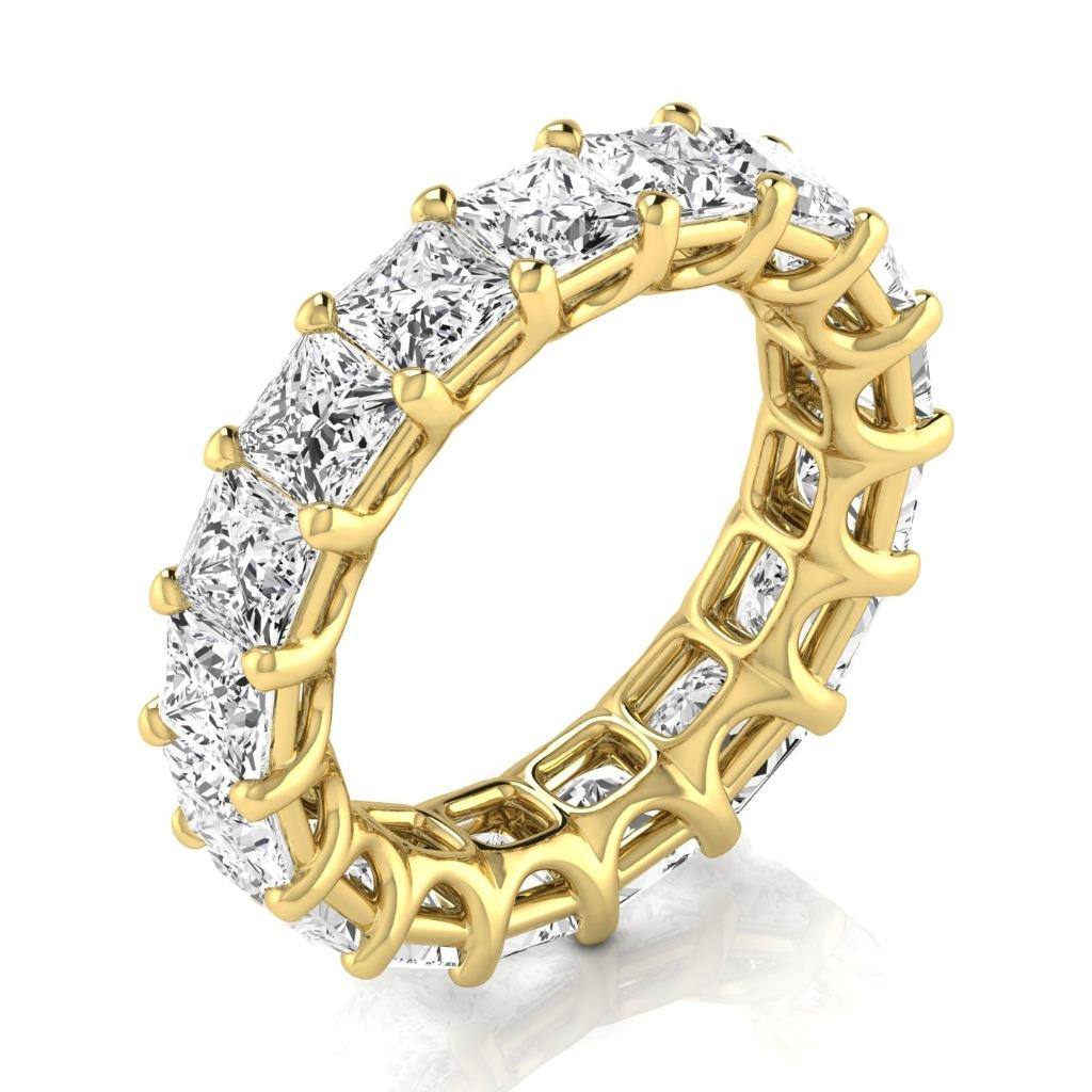 Edler Diamant Prinzess-Schliff Eternity Band in 14K Gelbgold – Hauptansicht