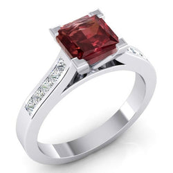 Prinzess Rot Rubin Ring Weiß Gold