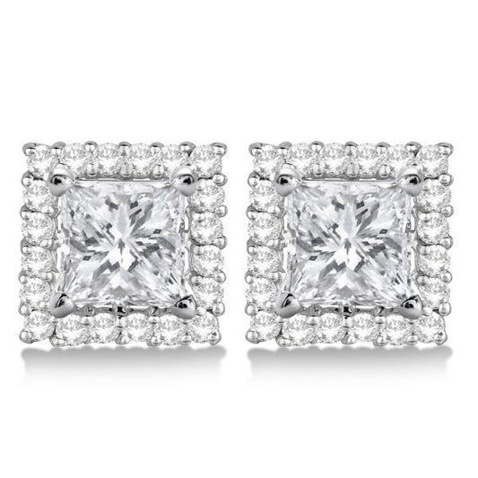 Prinzessin And Rundschnitt 3.40 Karat Echt Diamant Damen Ohrstecker