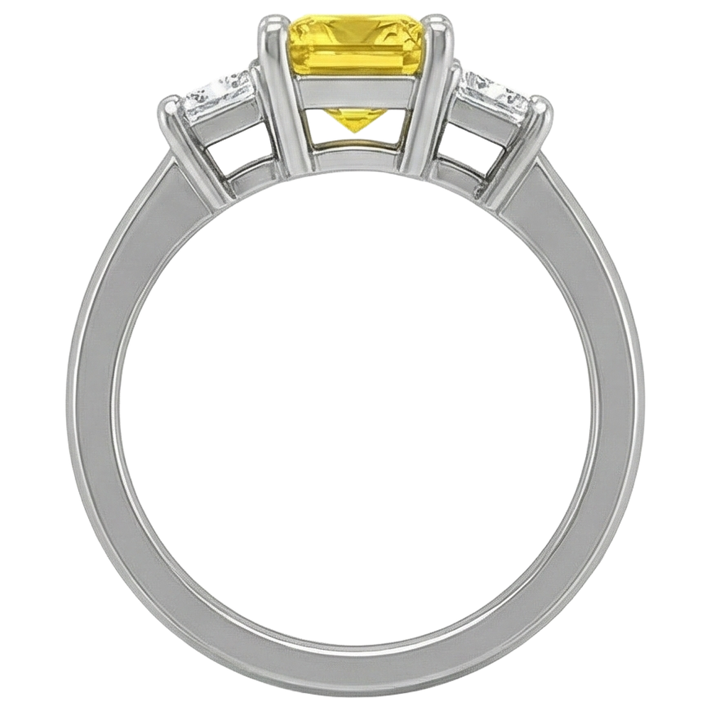 Prinzessin Aus der Erde Abgebauter Natürlicher Diamant Gelber Saphir Ring 5 Karat 3 Steine Weißgold 14K