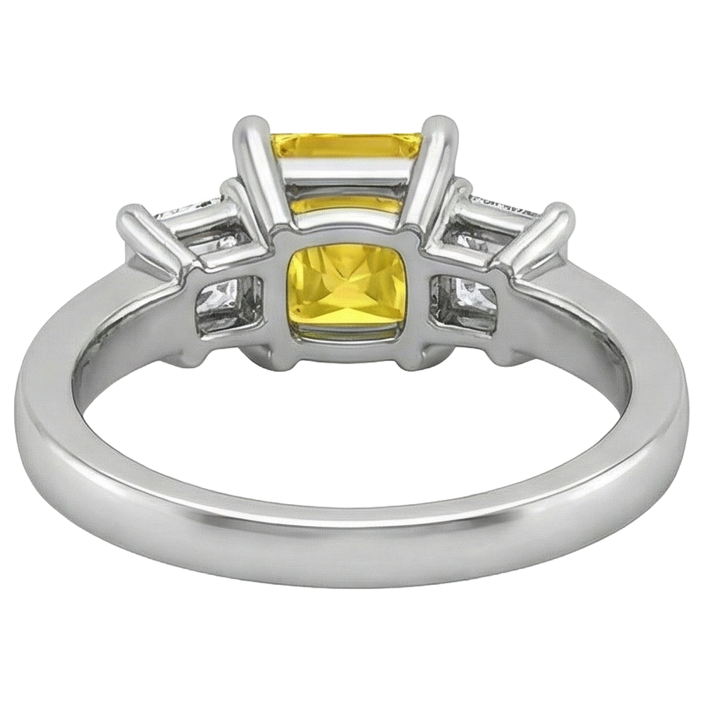 Prinzessin Aus der Erde Abgebauter Natürlicher Diamant Gelber Saphir Ring 5 Karat 3 Steine Weißgold 14K