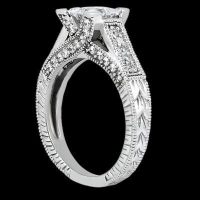 Prinzessin Center Echt Diamant 1,51 Karat Verlobungsring im antiken Stil