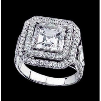 Prinzessin Center Pave  Echt Diamanten Halo Ring 2,25 Karat Weißgold 14K