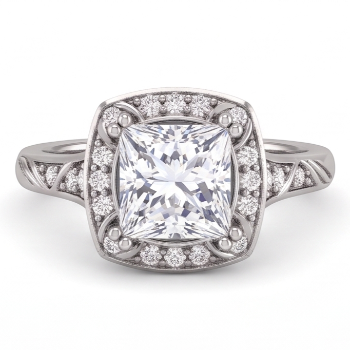 Prinzessin Echt Aus der Erde Abgebauter Natürlicher DiamantVerlobungsring 1.70 Karat Weißgold 14K