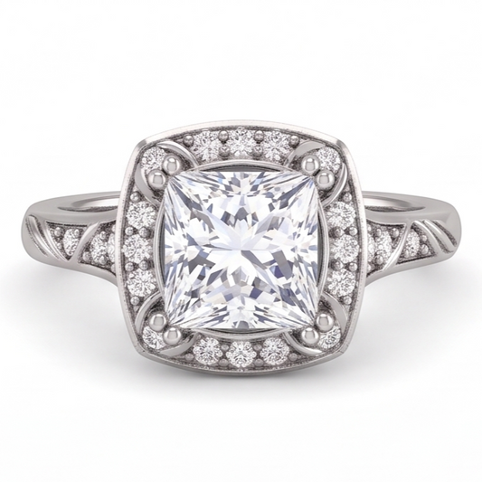 Prinzessin Echt Aus der Erde Abgebauter Natürlicher DiamantVerlobungsring 1.70 Karat Weißgold 14K