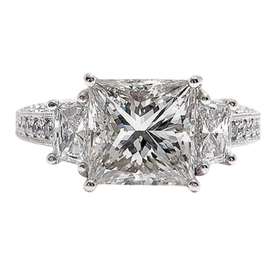 Prinzessin Echt Diamanten 3 Steine Damen Verlobungsring Weißgold 4,30 Karat