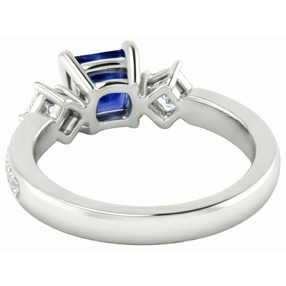 Prinzessin Runden Aus der Erde Abgebauter Natürlicher Diamant Ceylon Saphir Ring 2.50 Karat Weißgold 14K
