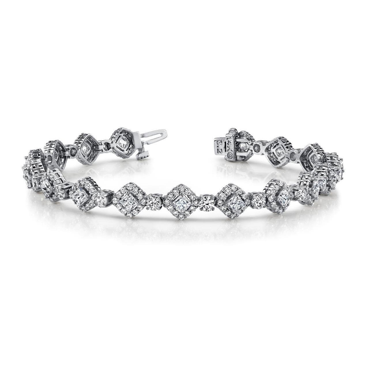 Prinzessin & Rundschnitt 11.65 ct Echt Diamanten Spotlight Armband Weißgold